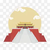 卡通古代故宫红色建筑