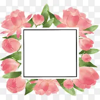 浪漫粉红花朵相框