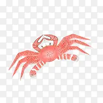 红色手绘中国风螃蟹
