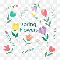 飞舞的彩色春花花纹