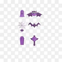 万圣节组图神秘紫色蝙蝠蜘蛛网和