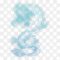 腾飞的龙蓝色龙魔幻手绘