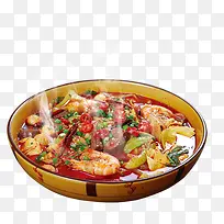 鲜虾生菜红汤火锅
