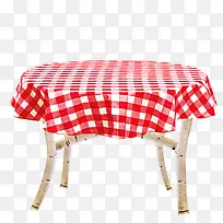 红色桌布桌子