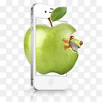 苹果青色苹果手机框青蛙