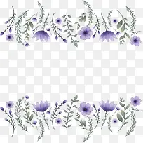 水彩紫色花藤边框