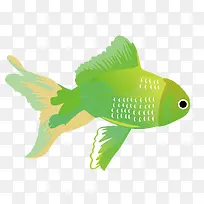 矢量绿色金鱼卡通海底鱼