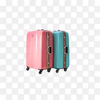 蓝色和粉色行李箱包