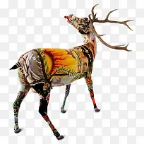 彩色木雕麋鹿