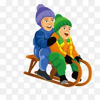 卡通双人滑雪橇