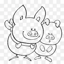 2只猪简笔画