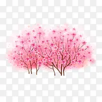 创意手绘红色的桃花树园林