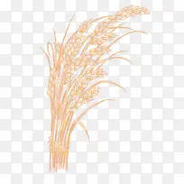 水稻单色绘画装饰素材