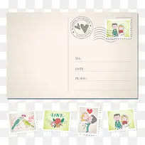 婚礼邀请明信片与邮票设计