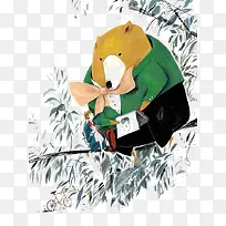 手绘可爱水彩小熊
