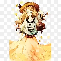 矢量草帽女孩