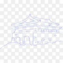 创意手绘素描城墙