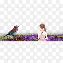 清新唯美春季海报插画免抠