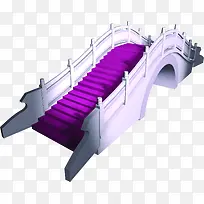 卡通紫色阶梯拱桥七夕