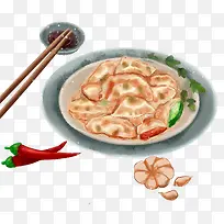 冬至手绘饺子食物素材