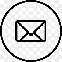 在圆形概述按钮上的新邮件信封背面符号图标