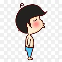 卡通裸着膀子小男孩