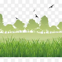 绿色草地自然风景矢量素材