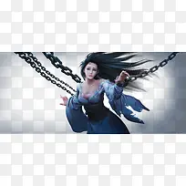 被锁住的美女古风手绘