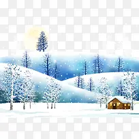2017装饰图案冬夜雪景