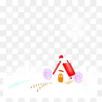 扁平卡通房子造型红色的屋顶