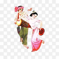 手绘傣族舞蹈