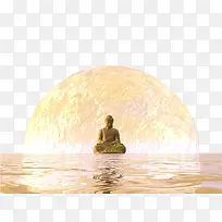 水面上打坐的佛像