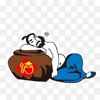 抱着酒坛子的男人