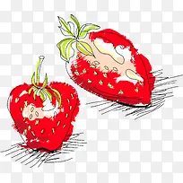 草莓素描png矢量素材