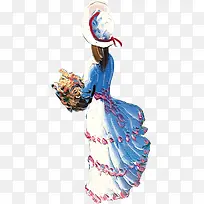 油画卖花的小姑娘