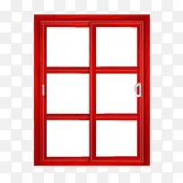 门窗红色框架玻璃窗