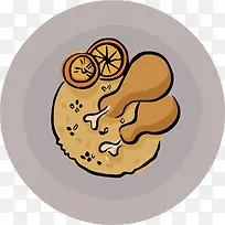 手绘鸡腿柠檬