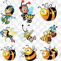 可爱卡通蜜蜂矢量图素材下载