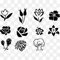 手绘PS设计点缀花朵植物图标