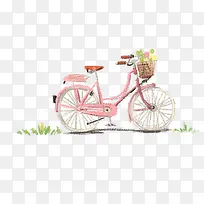 十里春风粉色少女水粉单车