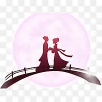 情人节鹊桥会卡通情侣