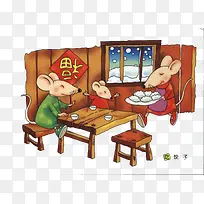 老鼠一家吃饺子