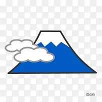 蓝色简洁手绘富士山