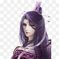 紫发妖孽美男古风手绘