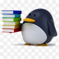企鹅举着书本