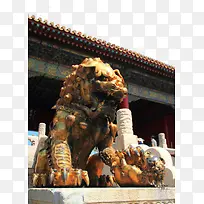 故宫金色狮子雕像