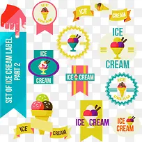 彩色美味冰淇淋标签矢量素材免费