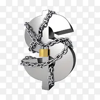 铁链缠绕锁着的立体美元符号图片