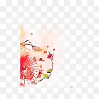 油纸伞水彩画