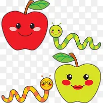 卡通苹果虫子